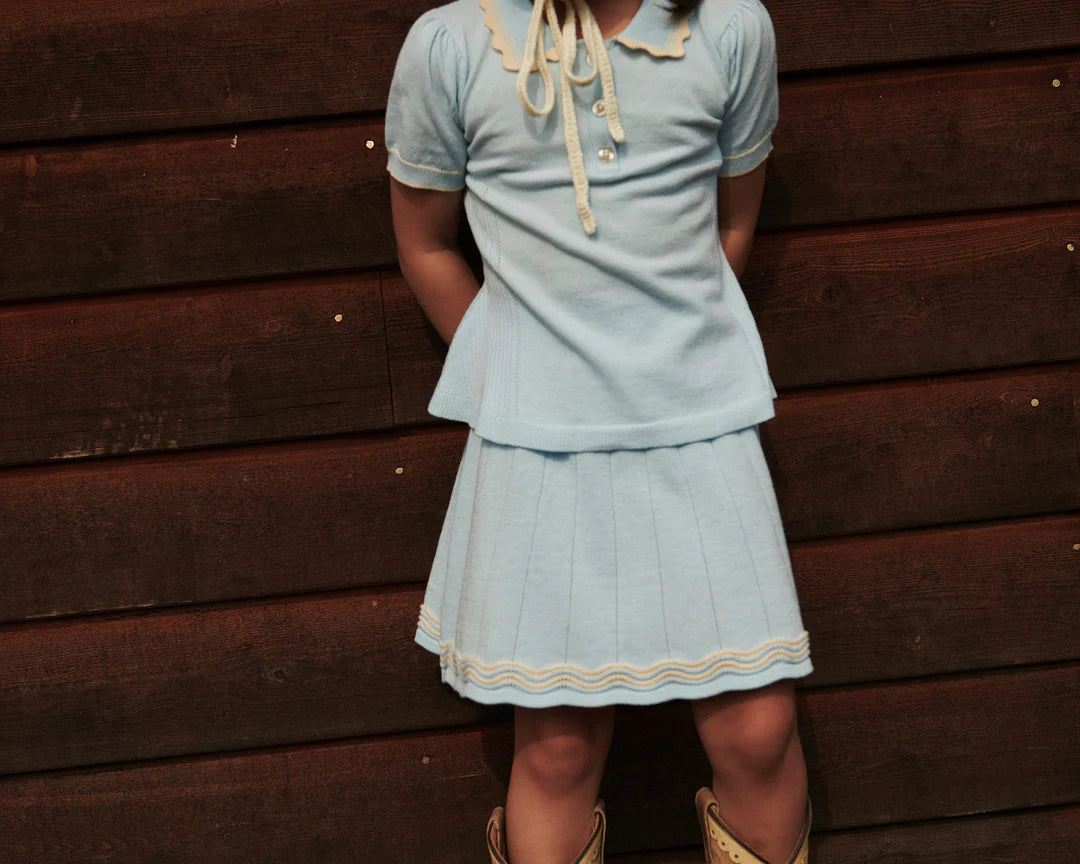 Knitted Tennis Skirt | Ice Blue