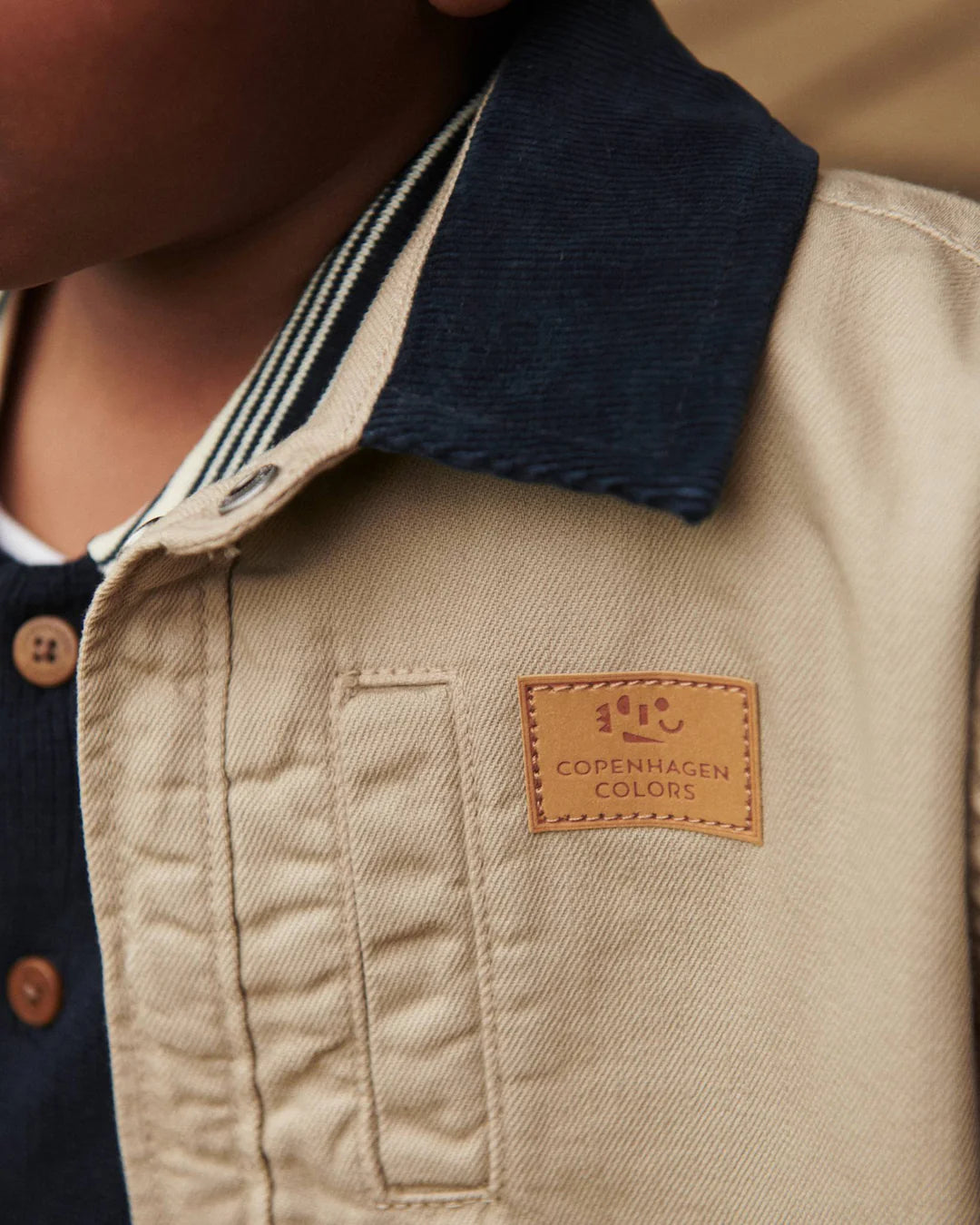 Twill Jacket with Corduroy Collar | Beige