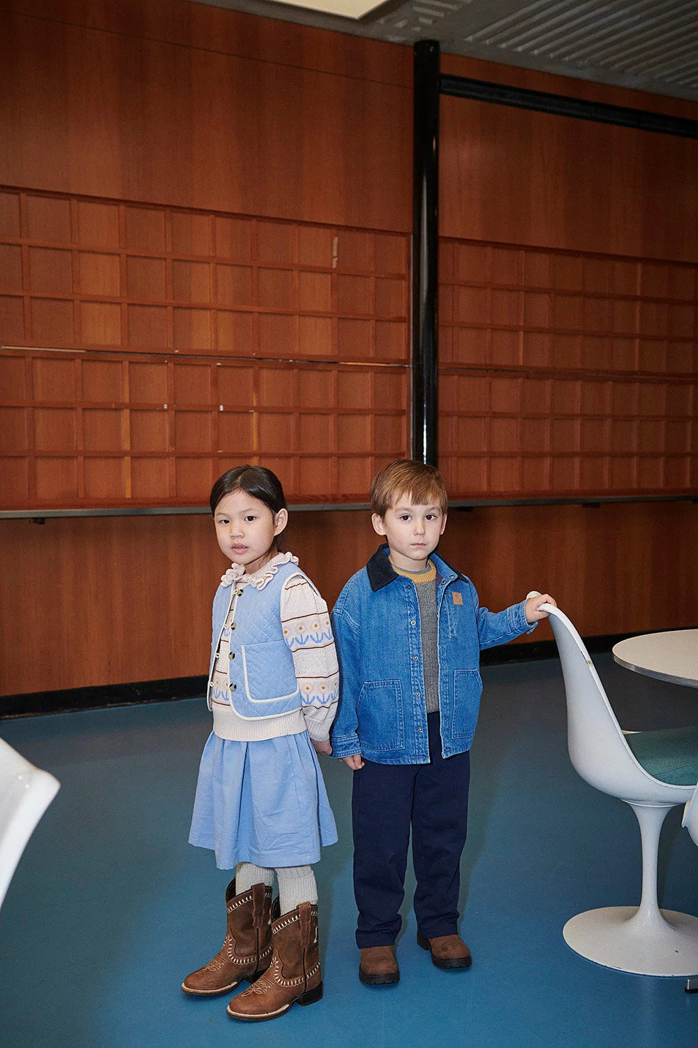 Denim Jacket with Corduroy Collar | Indigo Blue Washed Navy