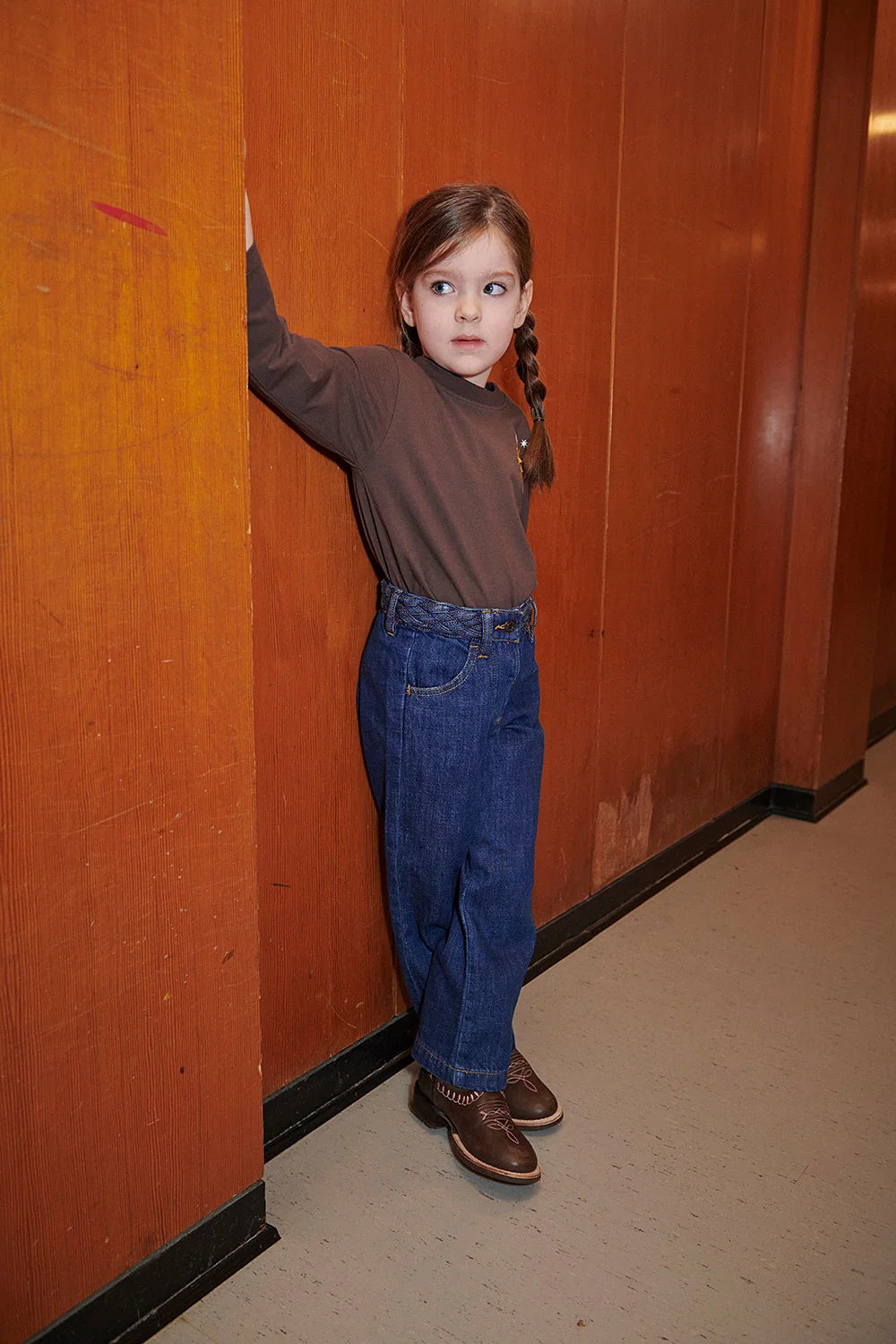 Denim Braid Waist Jeans | Indigo Blue Wash