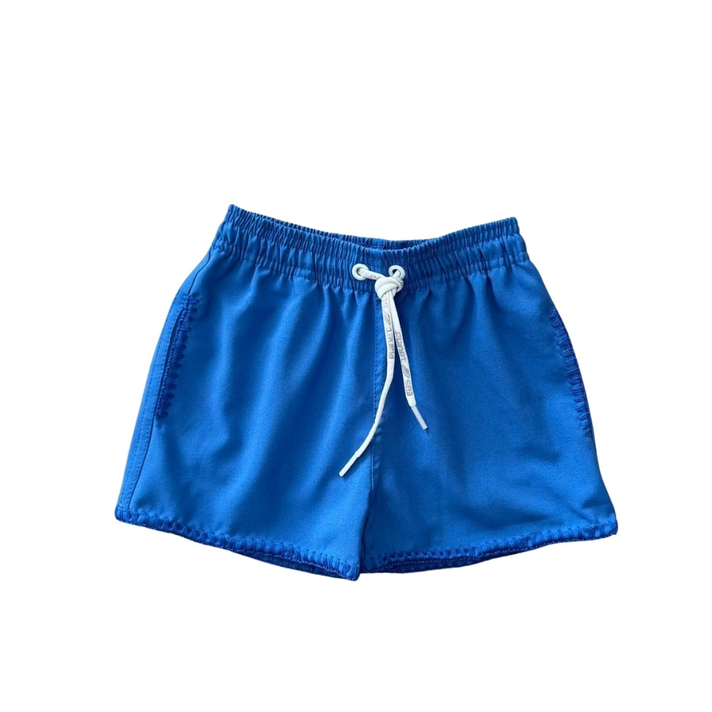 Crochet Trim Swim Trunk | Blue