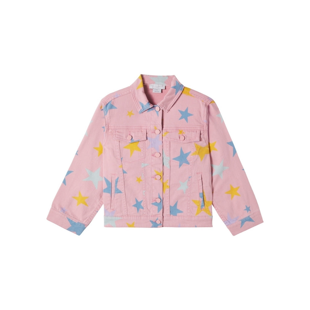 Star Print Denim Jacket | Light Pink