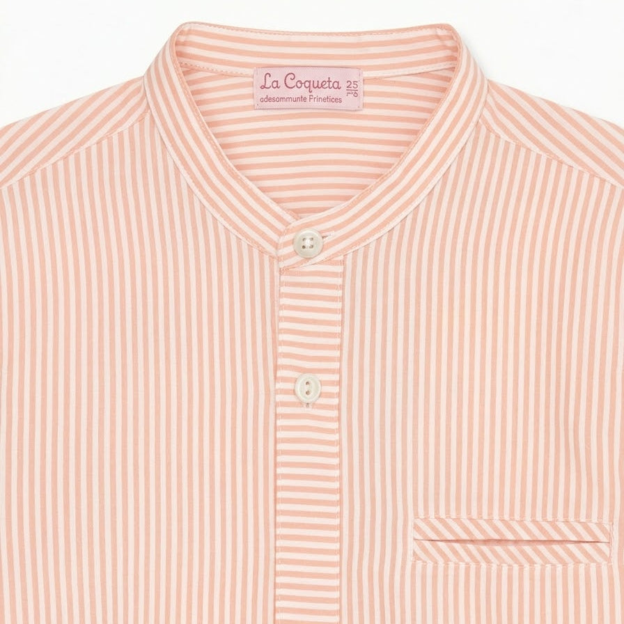 Mateo Long Sleeve Shirt | Coral Stripe