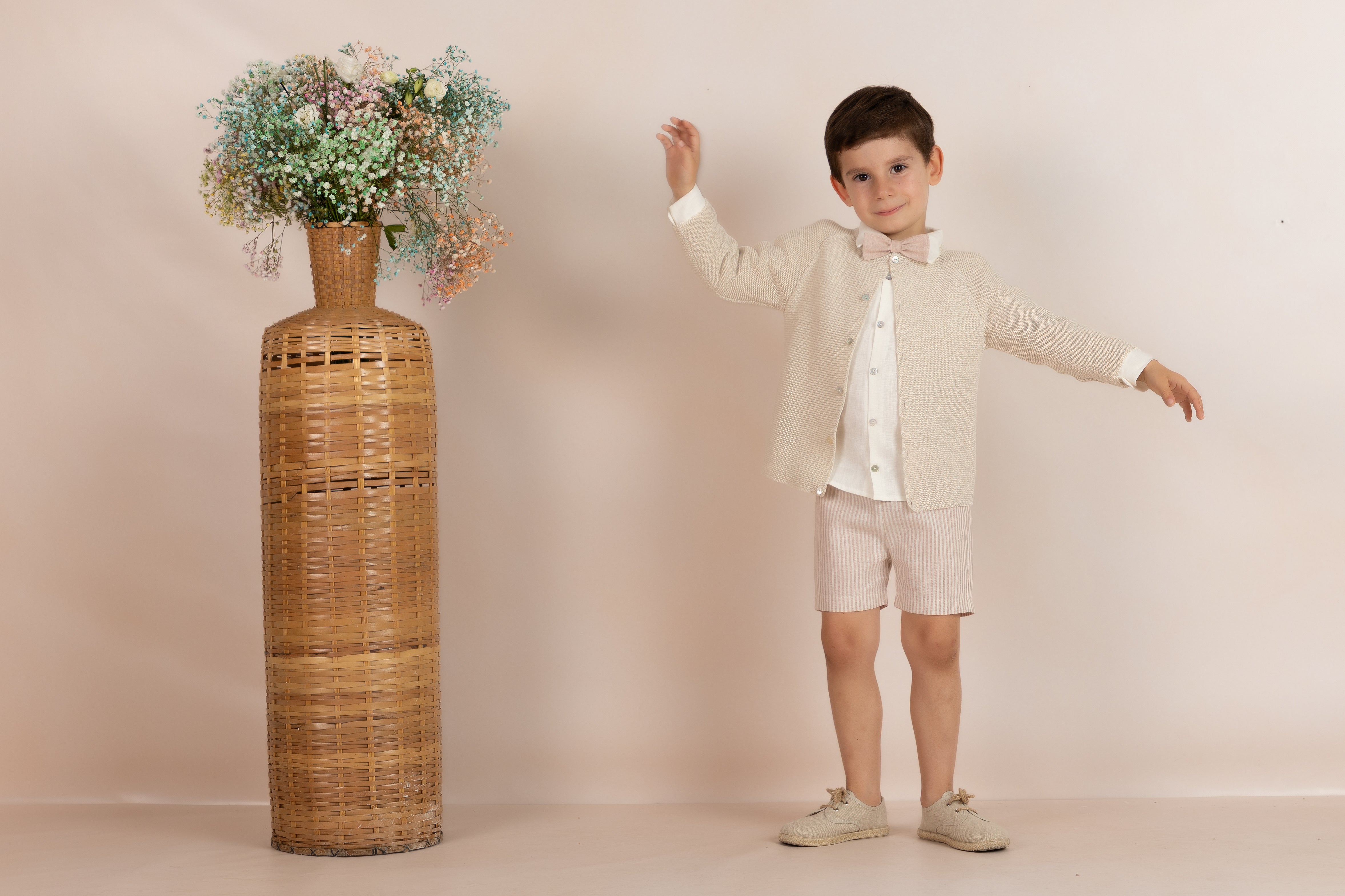 Striped Shorts Set | Beige