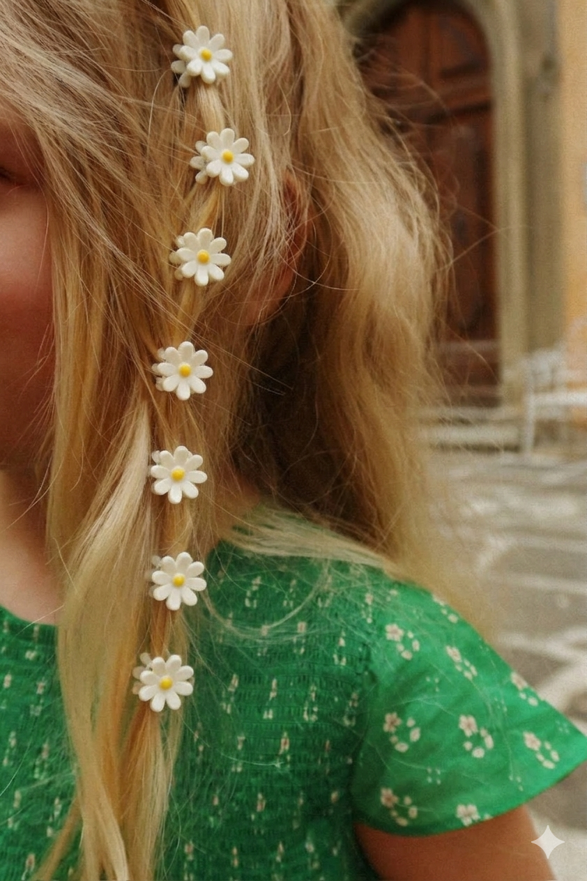 8 Pack Daisy Mini Hair Claws | Antique White