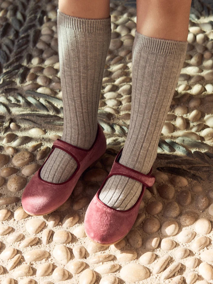 Velvet Mary Jane Shoes | Dusty Pink