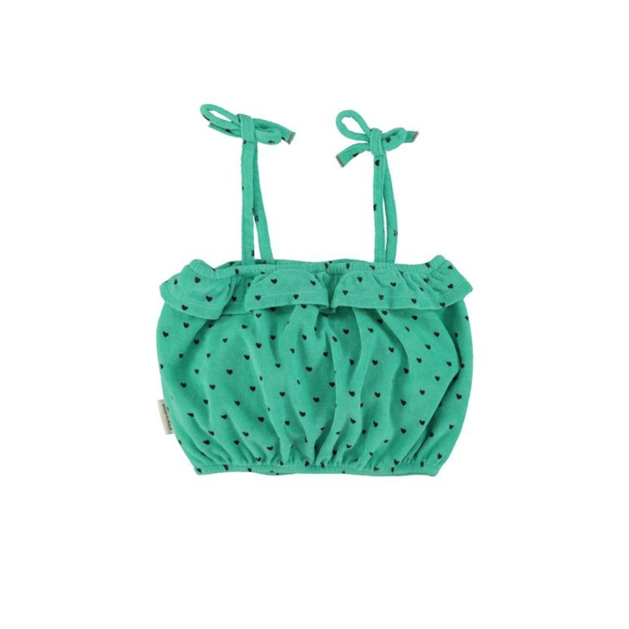 Heart Print Top With Strap | Green/Black