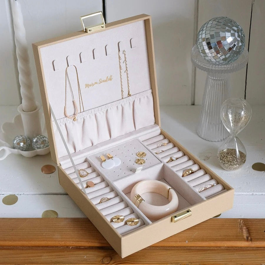 Anne Leather Jewelry Box | Beige