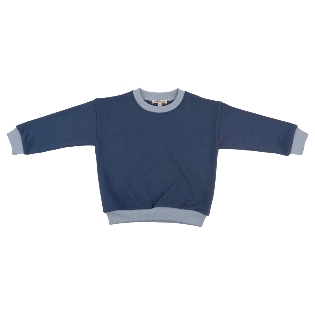 Kids Contrast Sweatshirt | Navy Blue / Light Blue