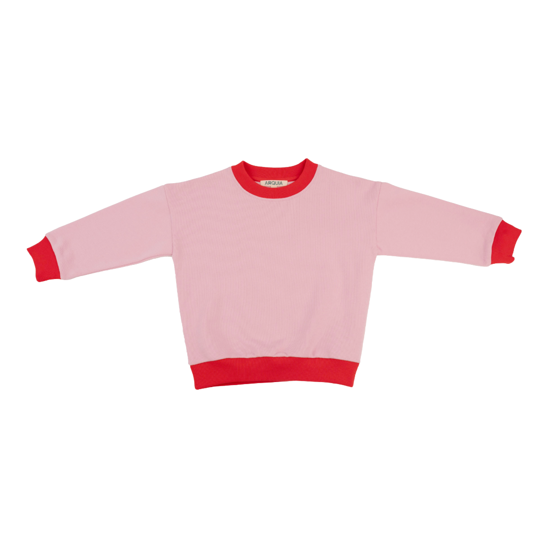 Kids Contrast Sweatshirt | Pink / Red