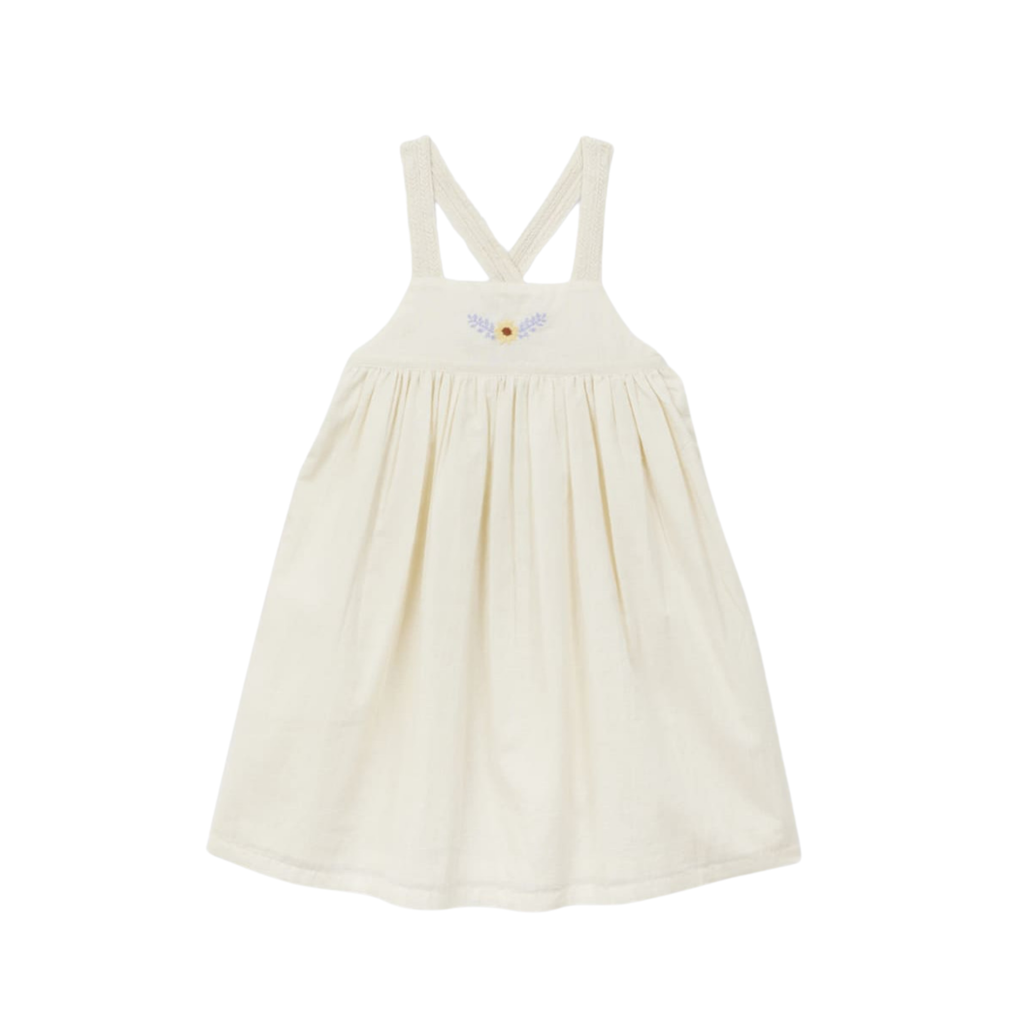 Embroidered Strap Dress | Ecru