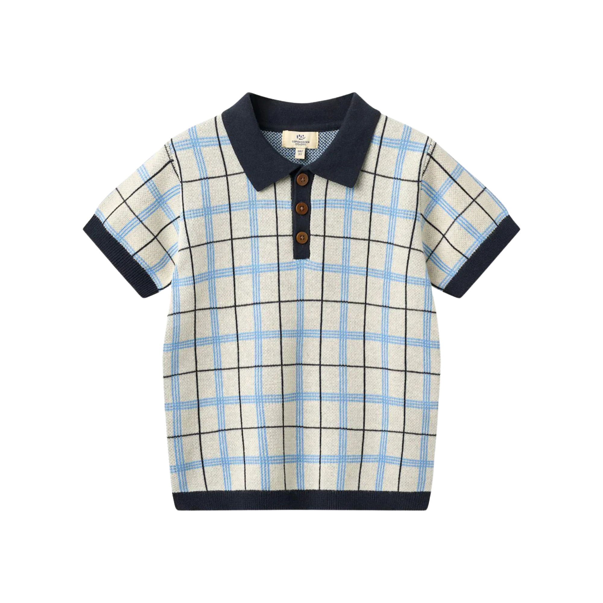 Knitted Checkered Polo | Navy