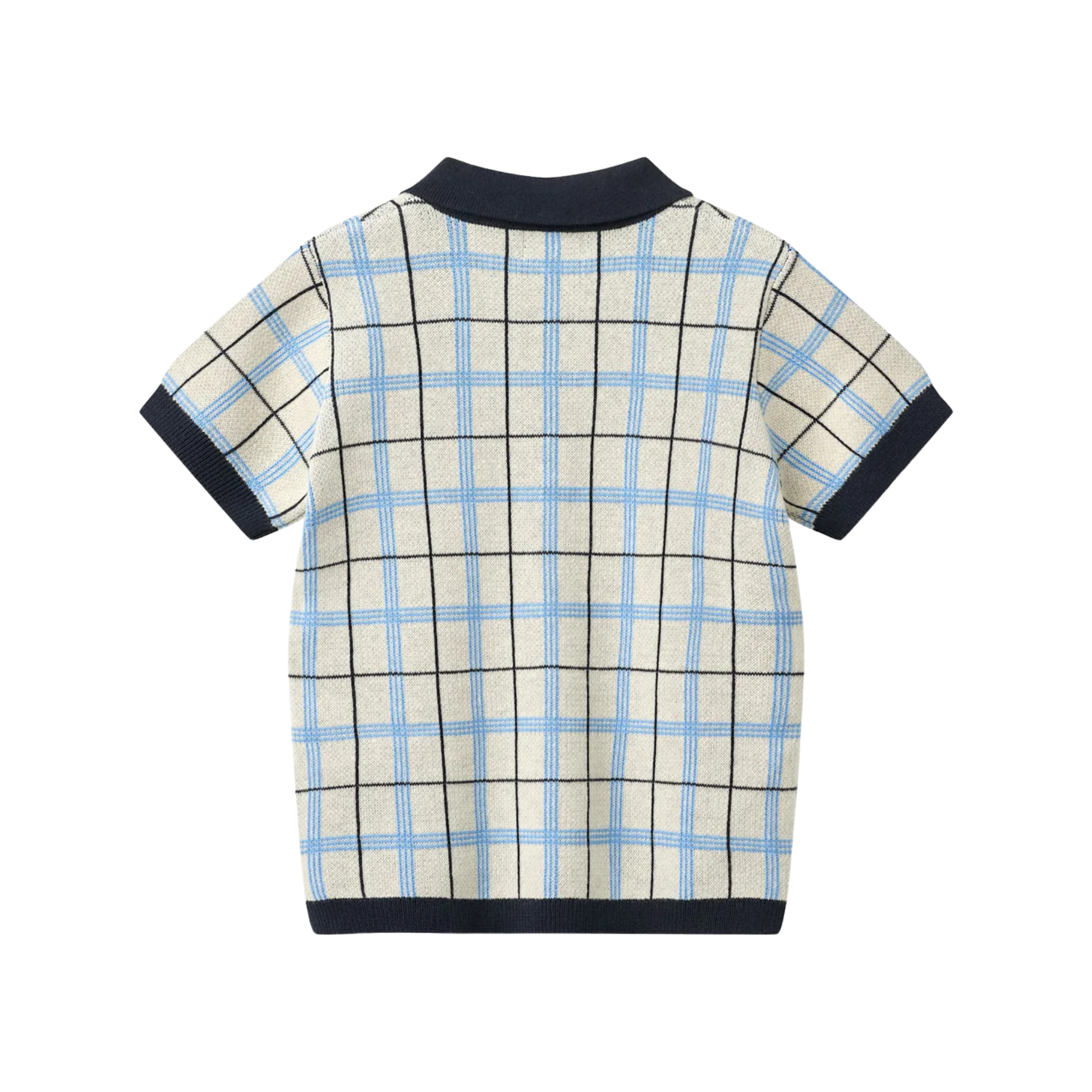 Knitted Checkered Polo | Navy