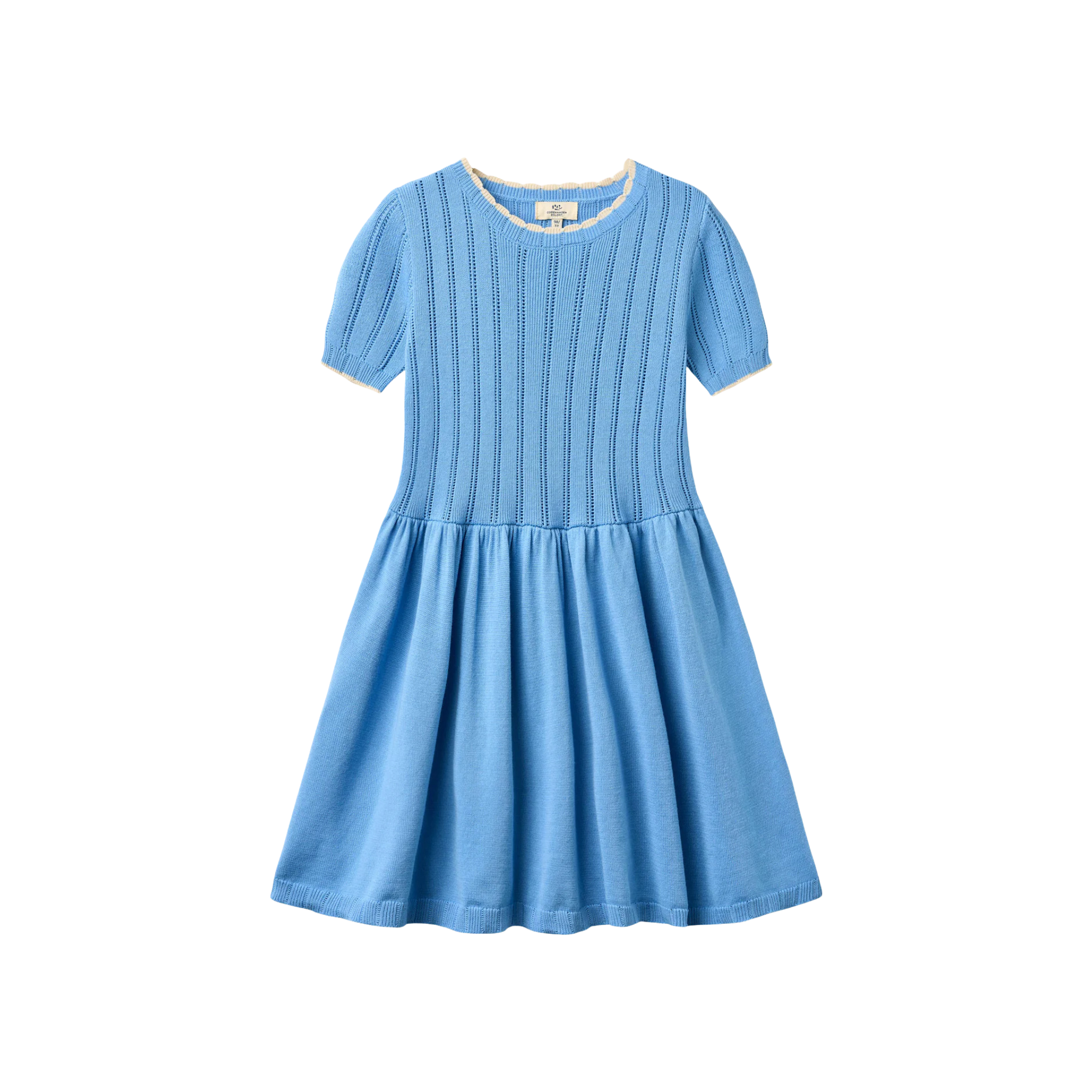 Knitted Pointelle Dress | Sky Blue
