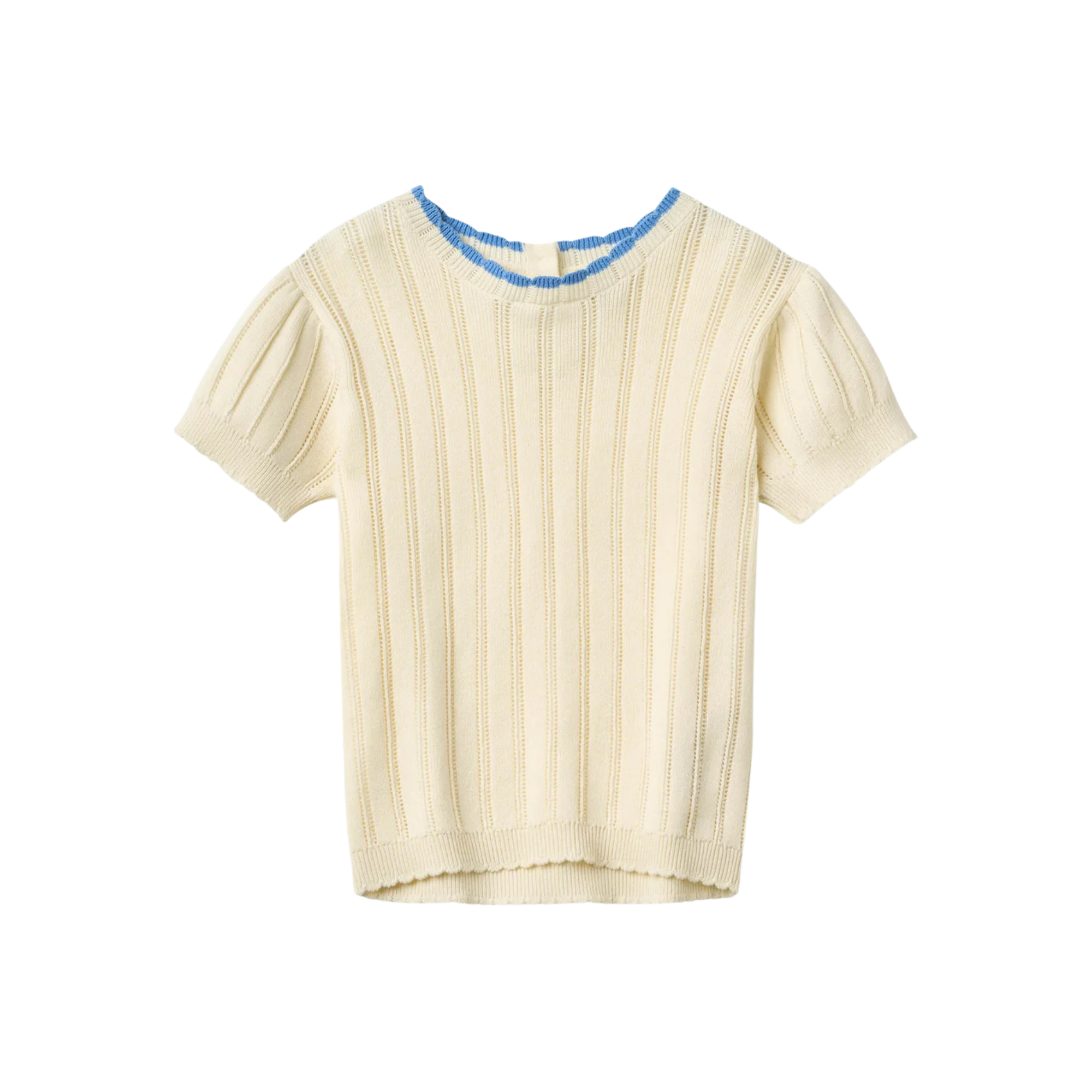 Knitted Pointelle Blouse | Cream