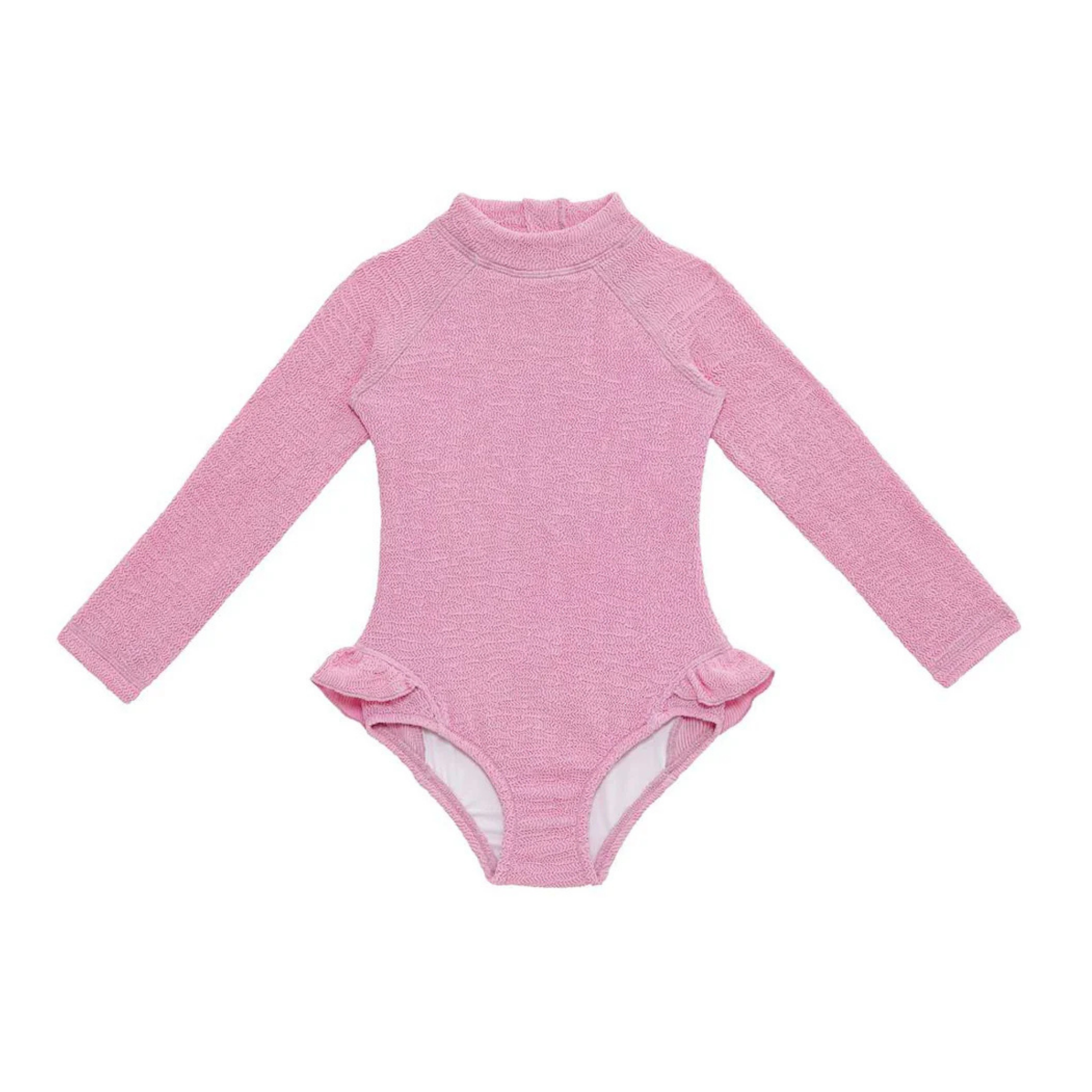 Crinkle Long Sleeve Swimsuit | Pink Frosting