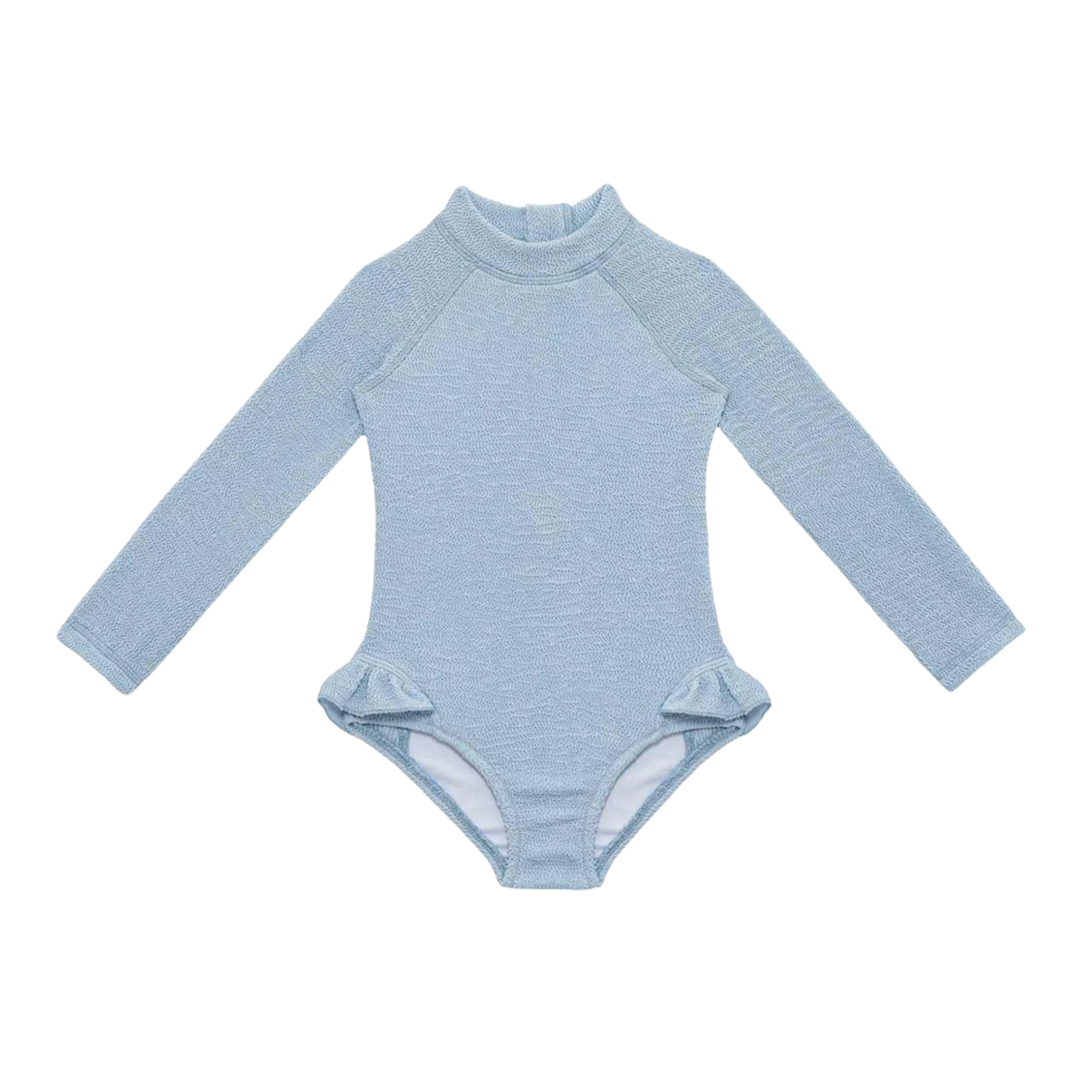 Crinkle Long Sleeve Swimsuit | Pure Blue