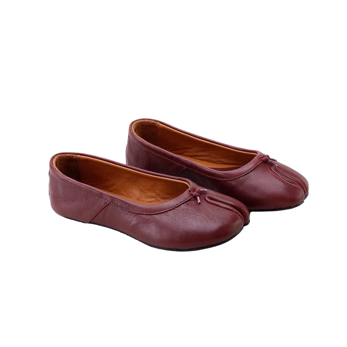 Japanese Inspired Leather Ballerinas | Burgundy