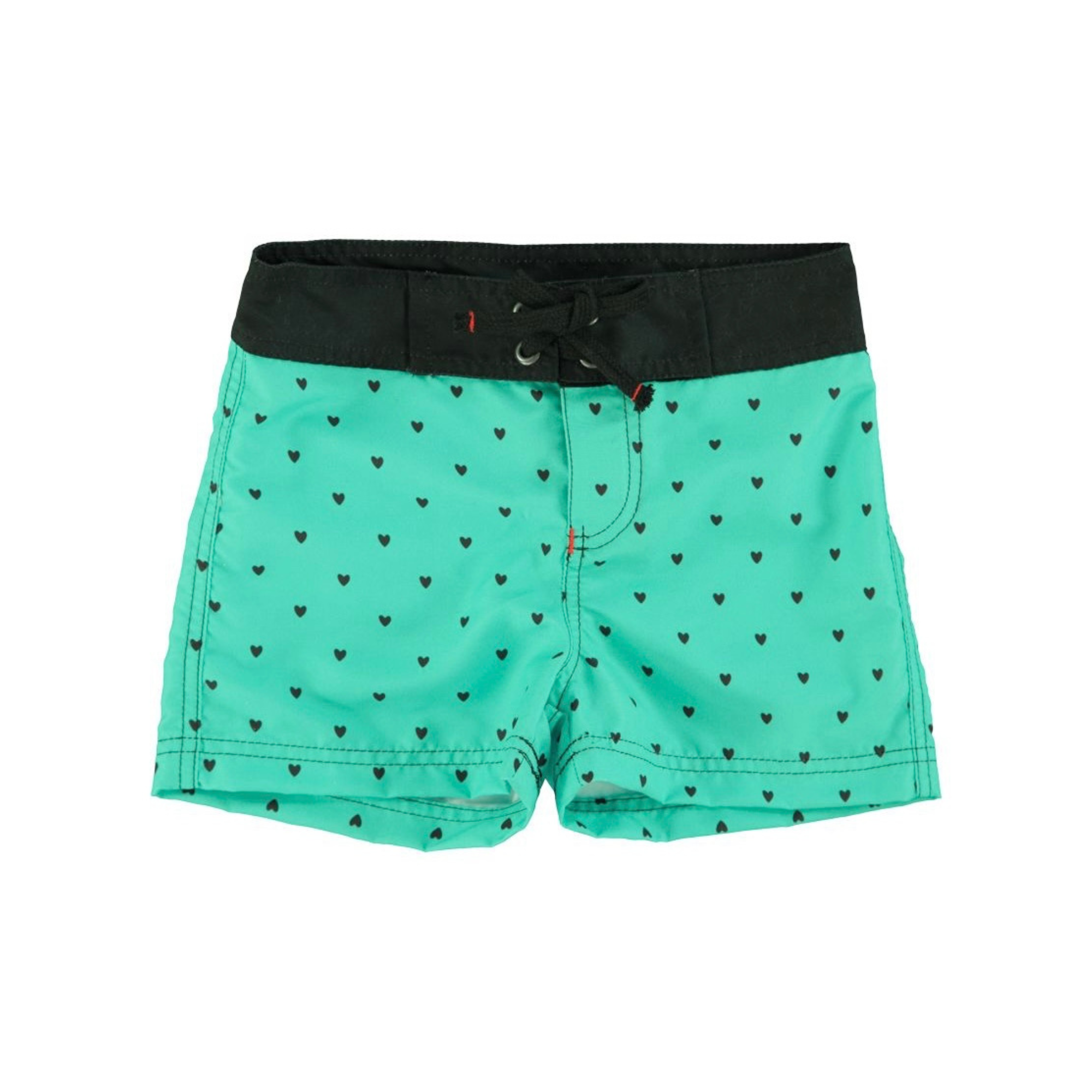 Heart Print Swim Shorts | Green/Black
