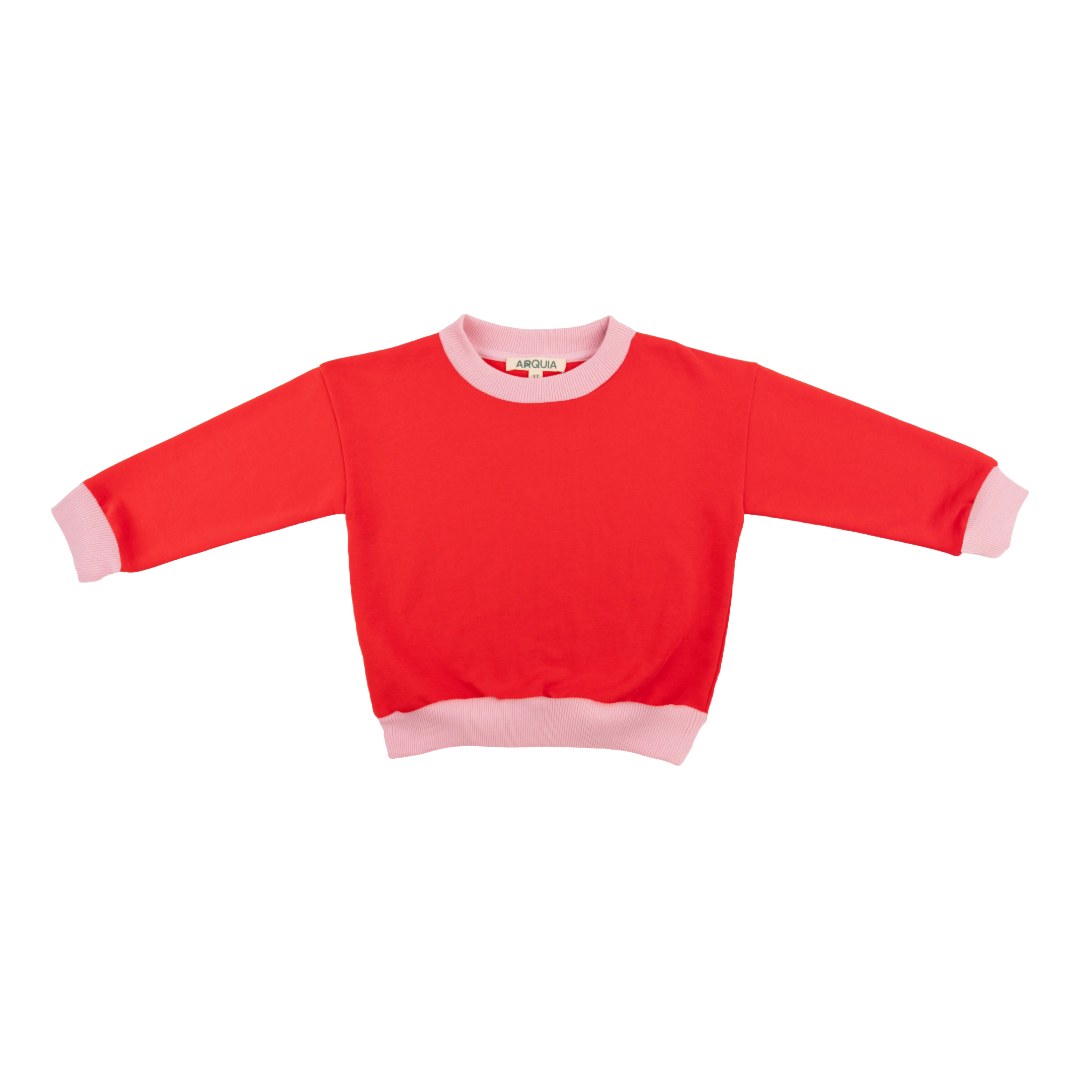 Kids Contrast Sweatshirt | Red / Pink