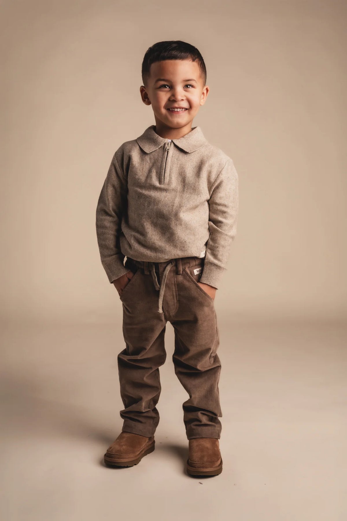 Fez Long Sleeve Polo | Taupe