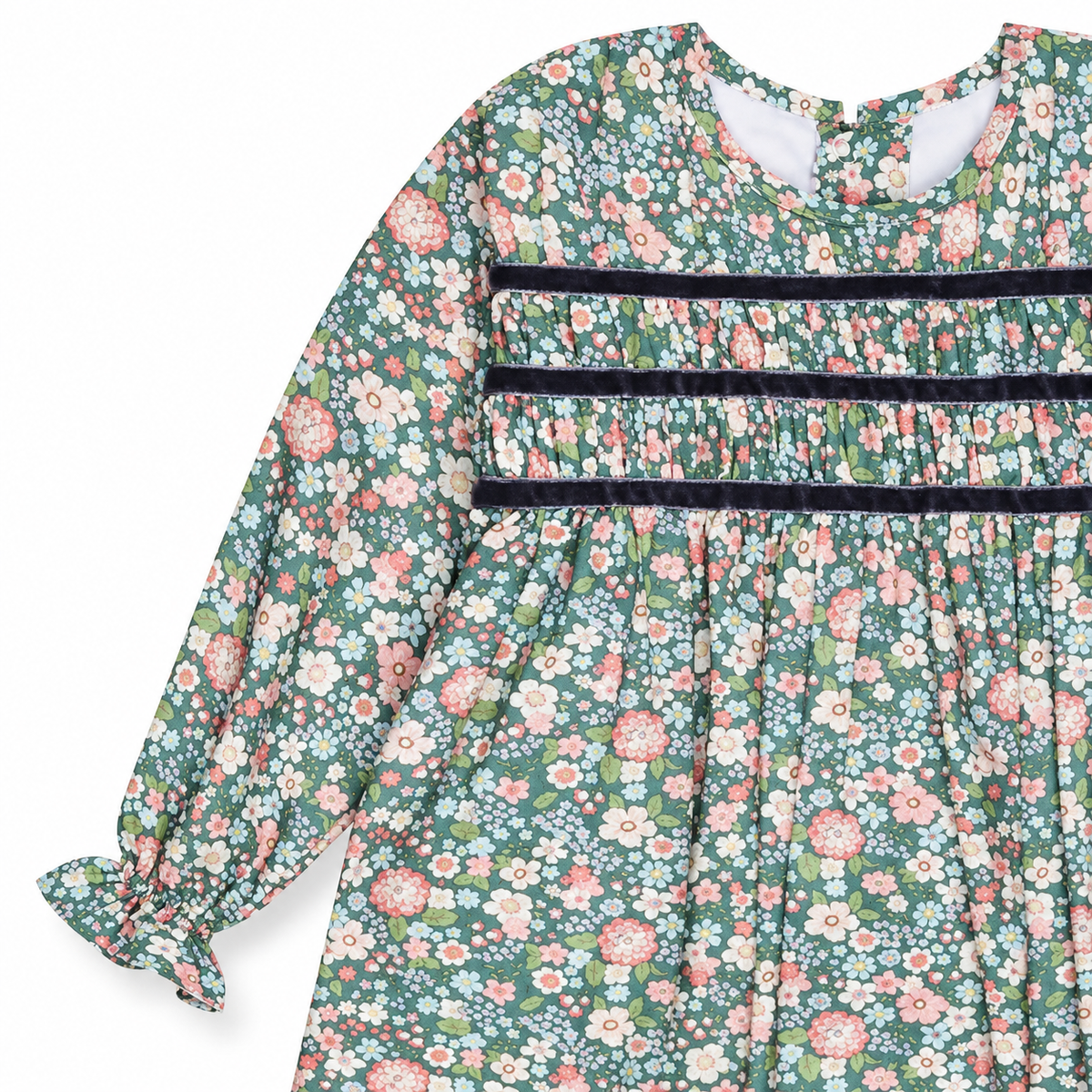 Belia Baby Smocked Dress Set | Green Floral