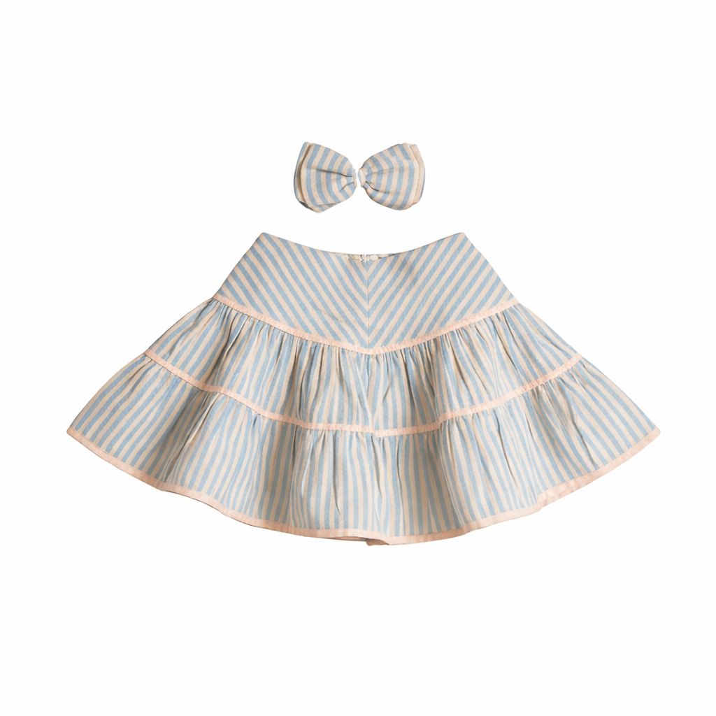 Flounce Skirt with Hairclip | Blue Transat Stripe