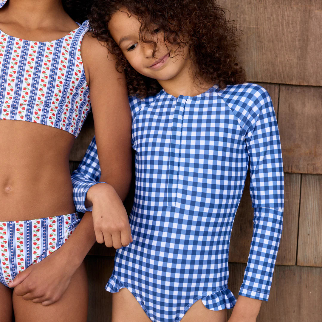 Navy Front Zip One Piece | Picnic Gingham
