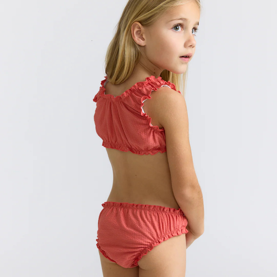 Ruffle Edge Bikini | Sailor Red Seersucker