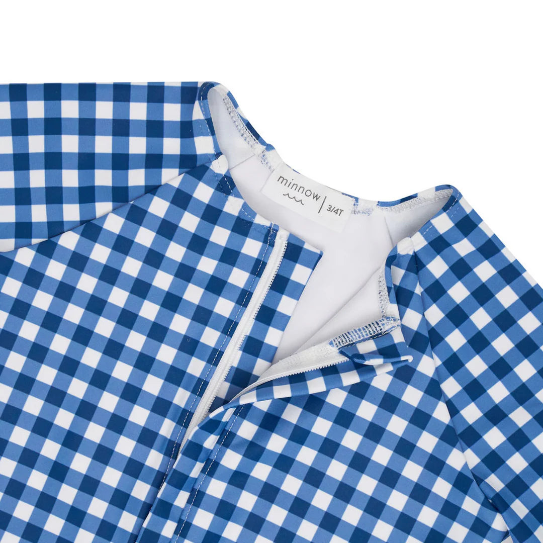 Navy Front Zip One Piece | Picnic Gingham