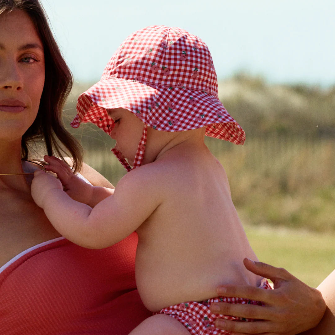 Baby Sun Hat | Cranberry Gingham