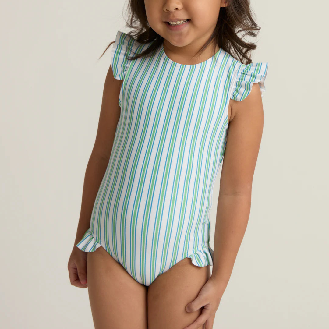 Ruffle Sleeve One Piece | Tamarin Stripe