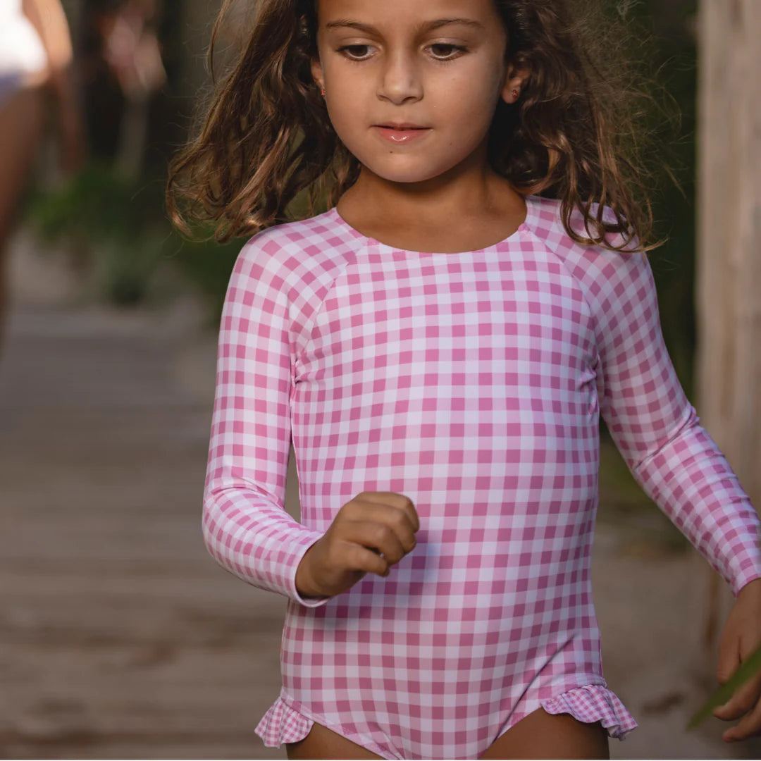 Blush One Piece | Gingham Rashguard