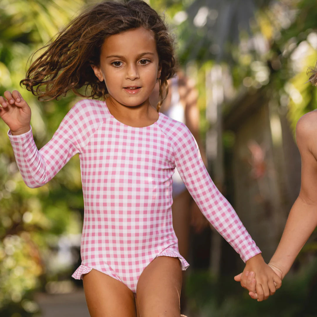 Blush One Piece | Gingham Rashguard