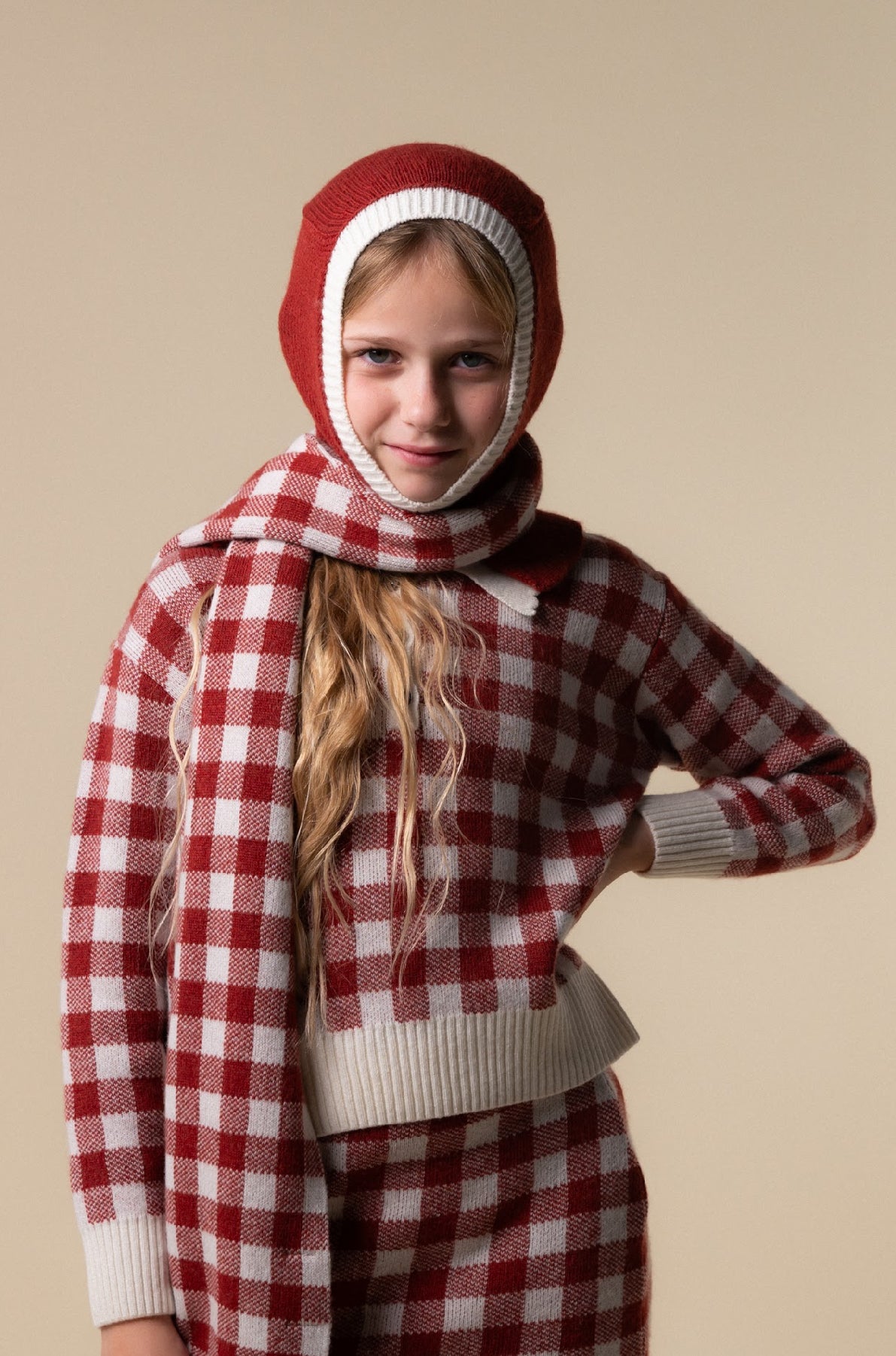 Gingham Knit Scarf | Russet