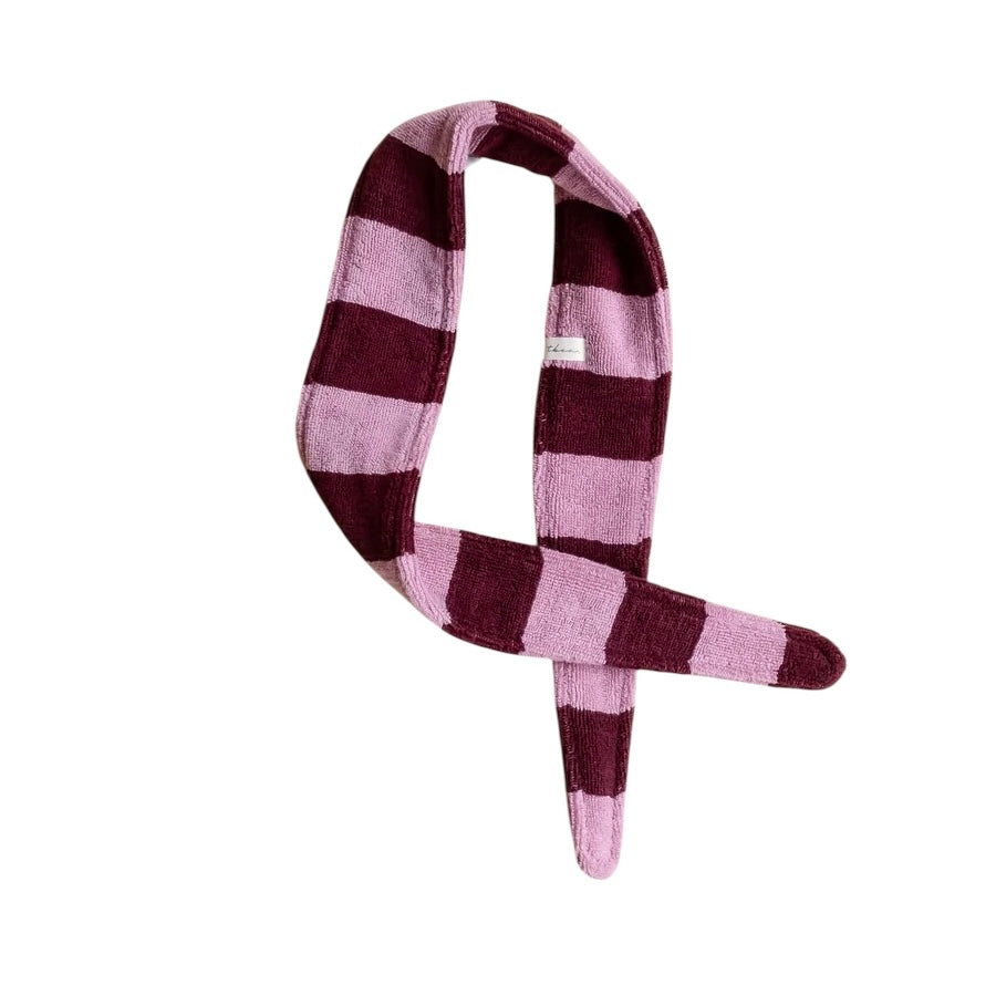 Terry Cotton Hair Tie | Burgandy Stripe