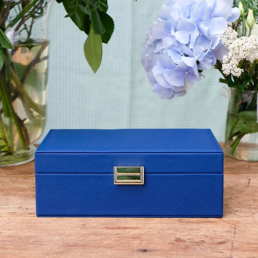 Louise Leather Jewelry Box | Navy Blue
