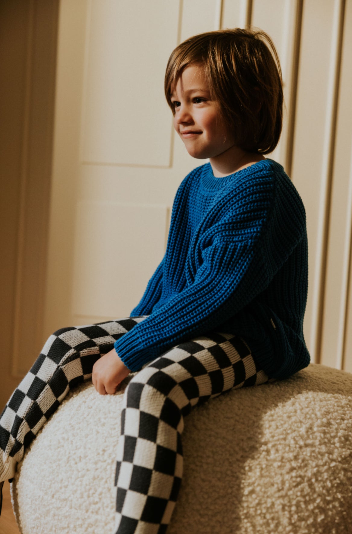 Checkered Knitted Leggings | Charcoal