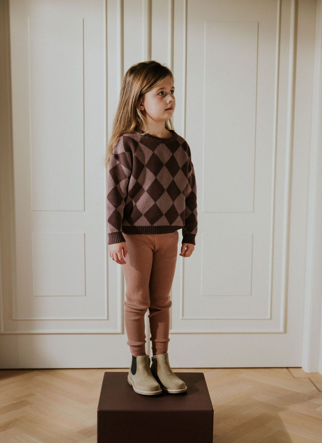 Fine Rib Knitted Leggings | Vintage Pink