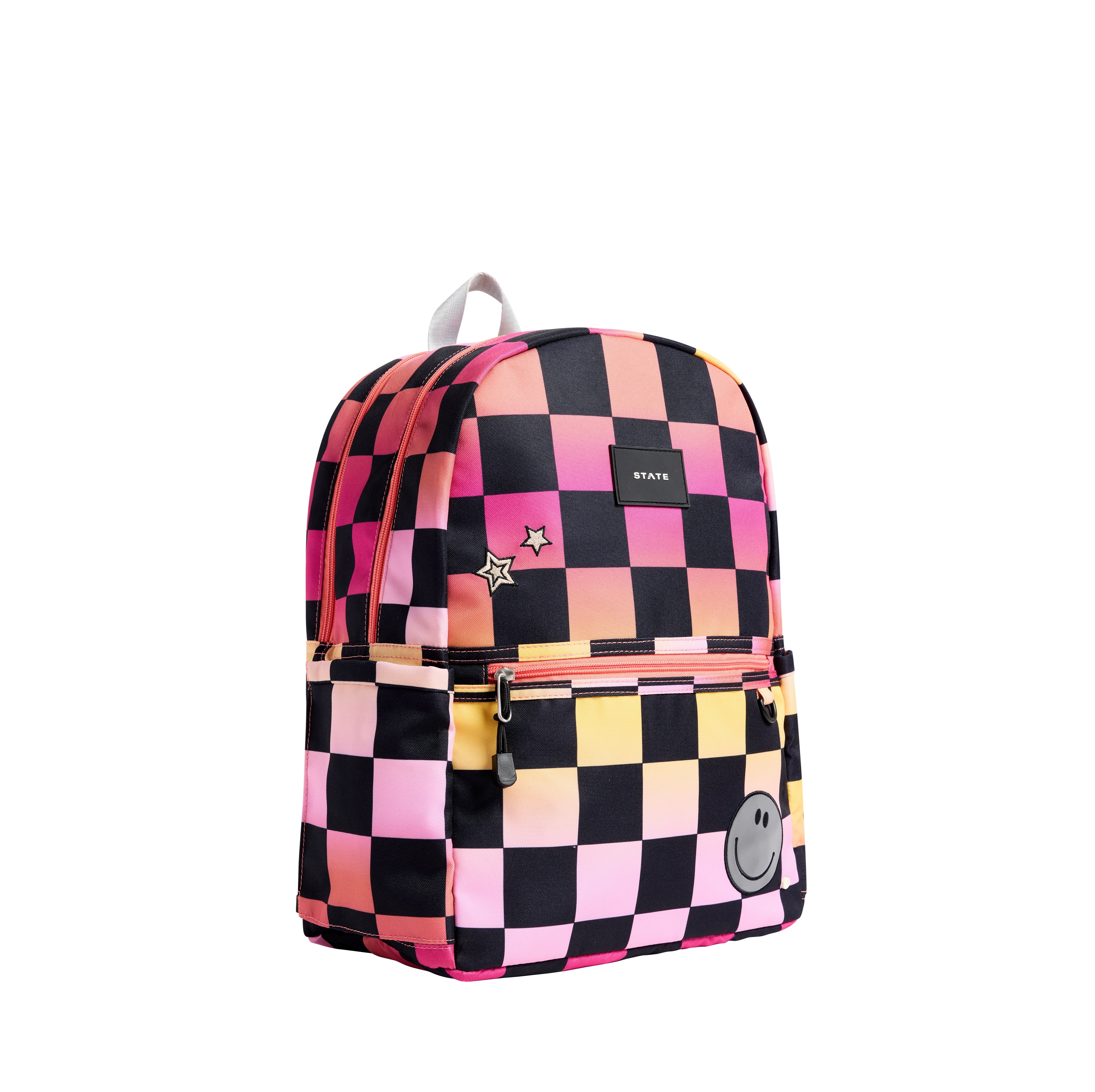 Kane Double Pocket Backpack | Pink Checkerboard
