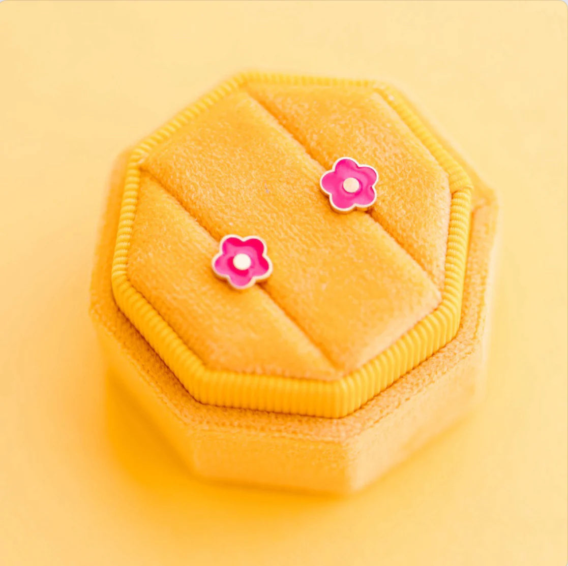 Hot Pink Flower Earrings