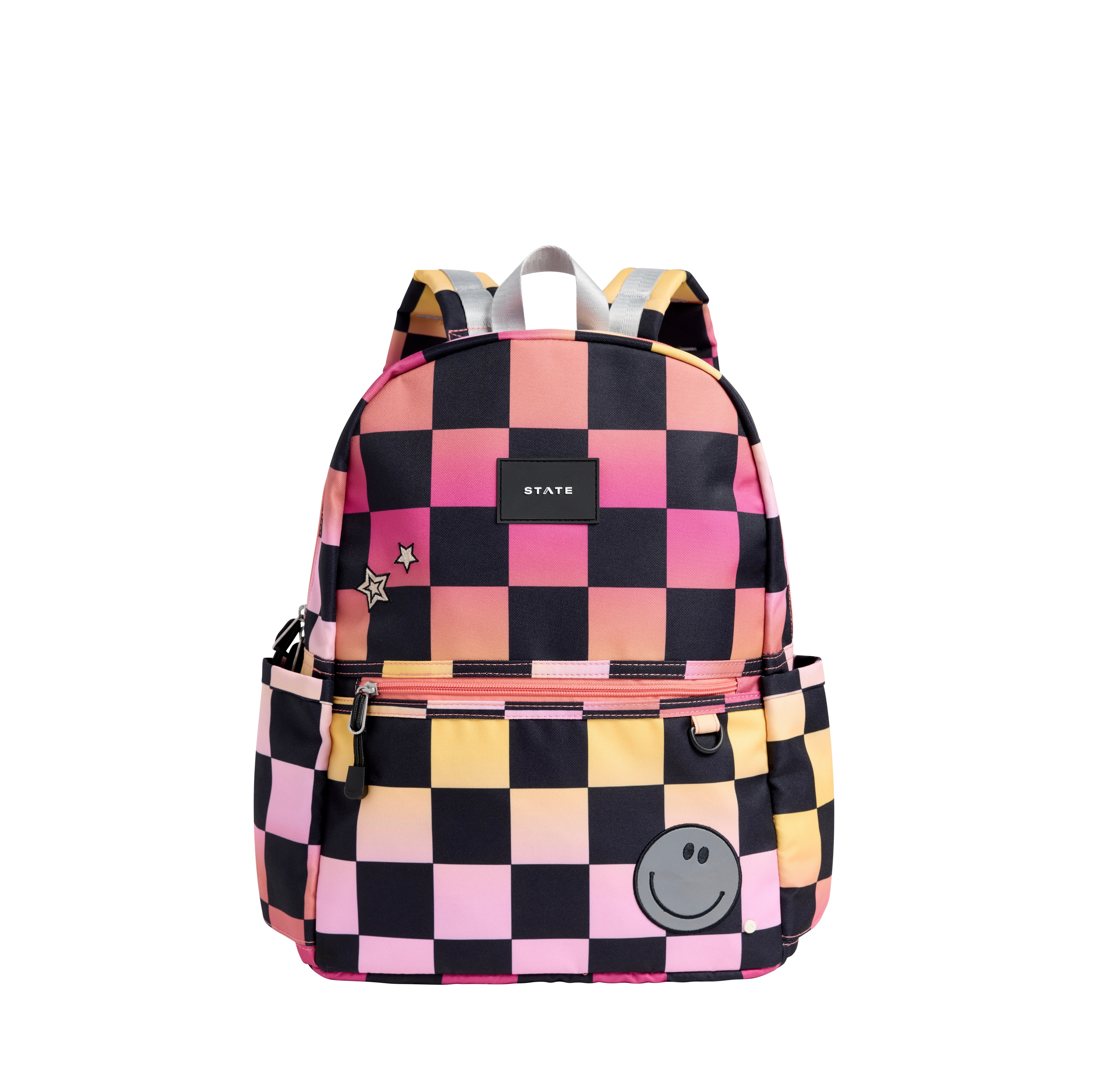 Kane Double Pocket Backpack | Pink Checkerboard