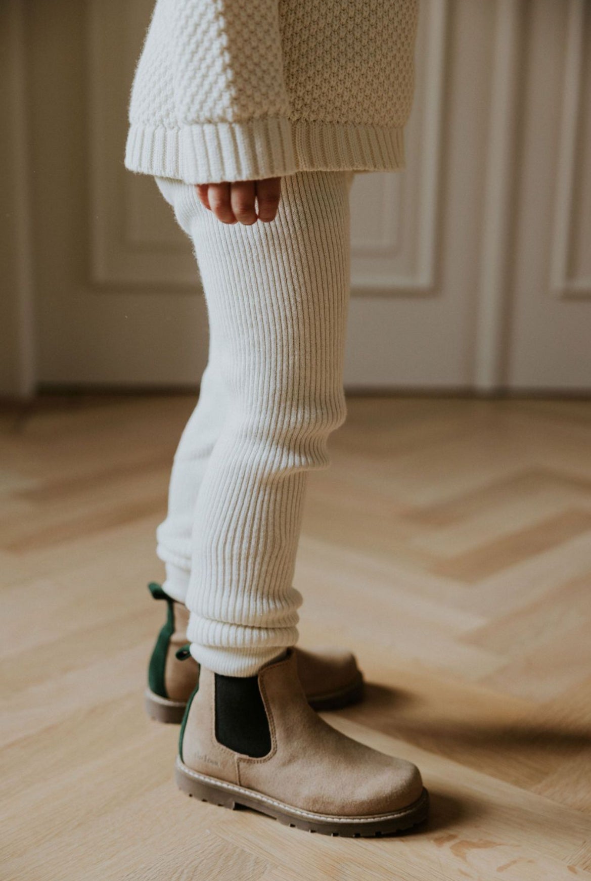 Fine Rib Knitted Leggings | Pearl