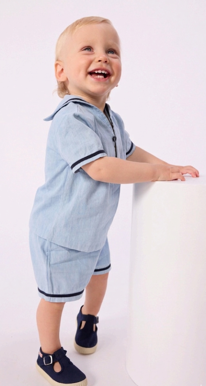 Chambray Baby Set | Blue