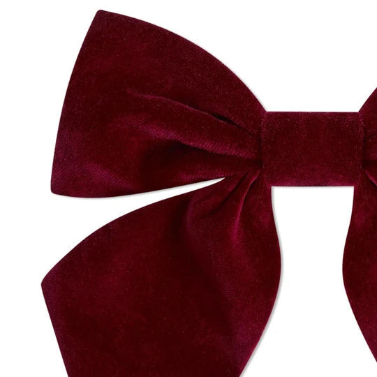 Velvet Large Long Bow Clip | Burgundy