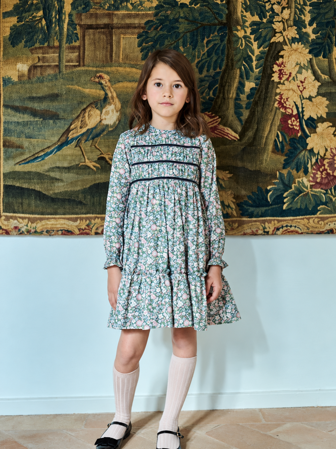 Belia Smocked Dress | Green Floral
