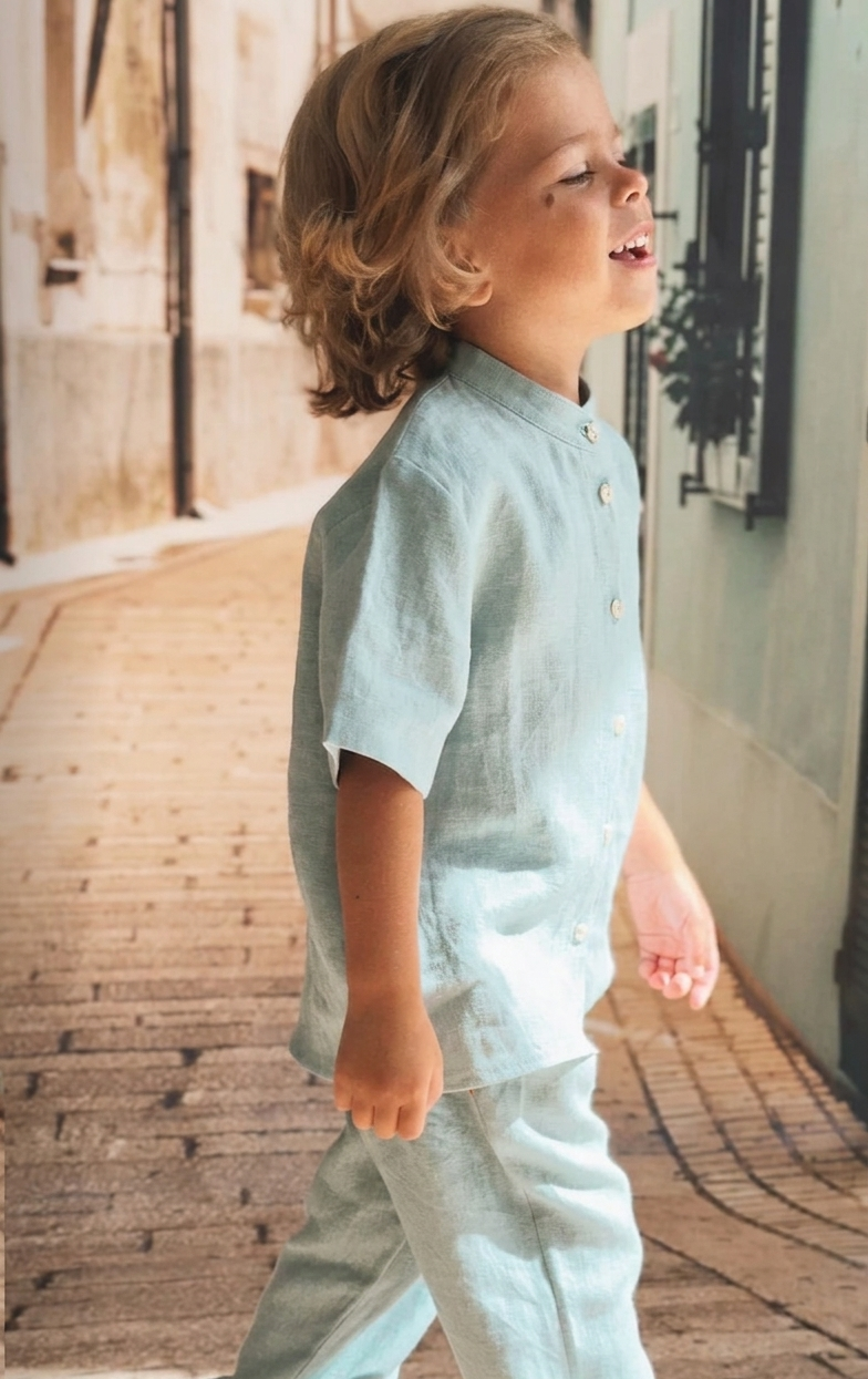 Linen Shirt & Pants Set | Green