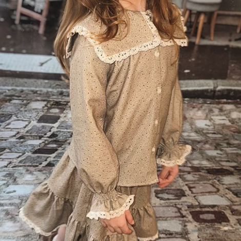 Twill Blouse | Beige Floral Print