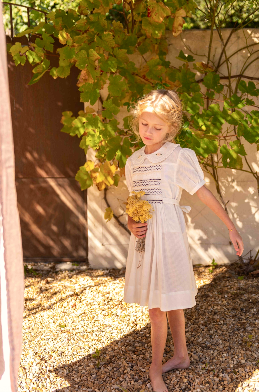 Handsmock Dress | Natural Check Voile