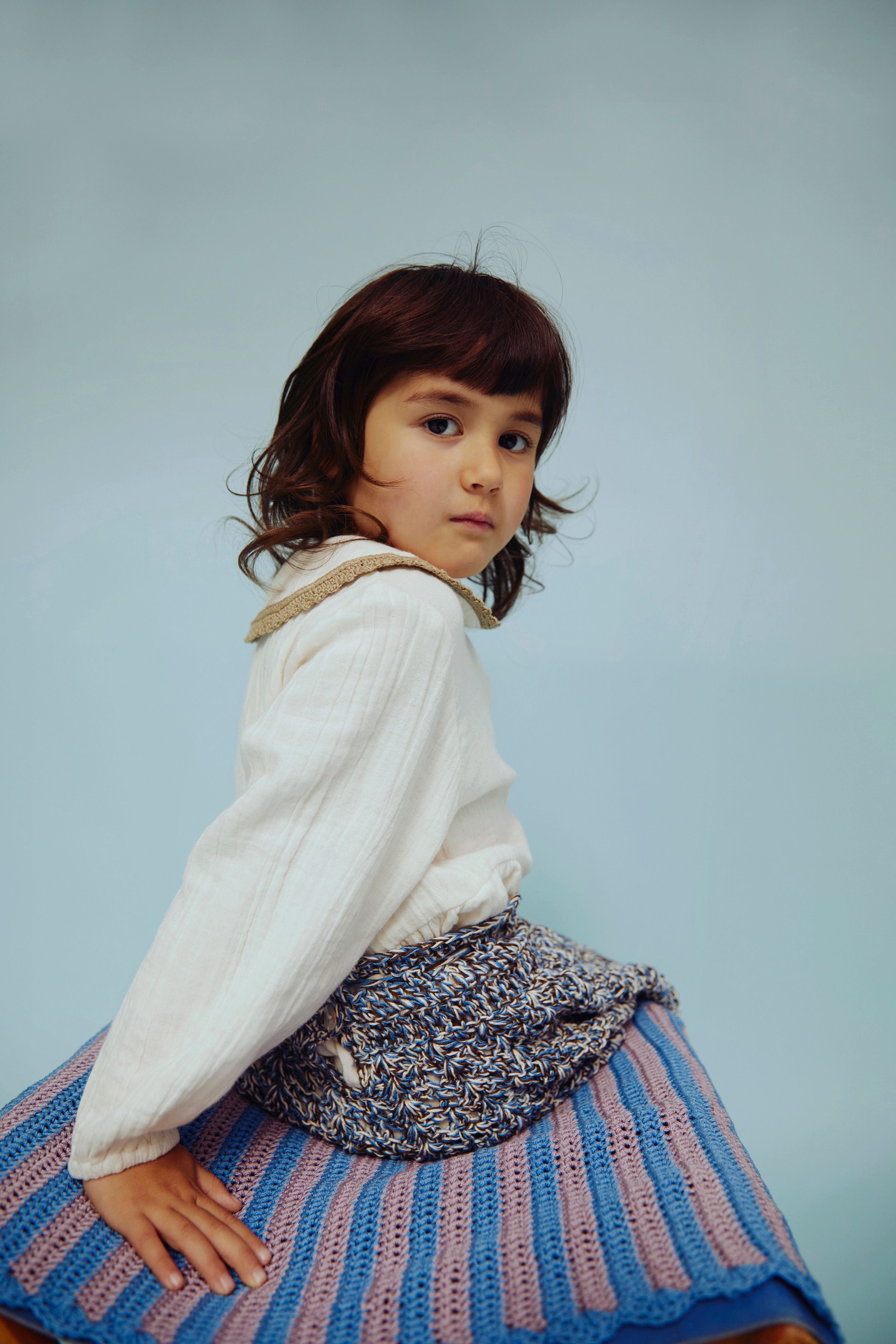 Ester Fanned Skirt | Sky Combo